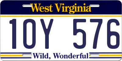 WV license plate 1OY576