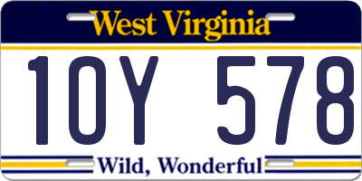 WV license plate 1OY578