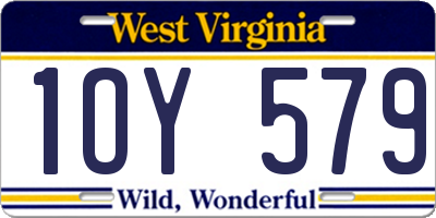 WV license plate 1OY579