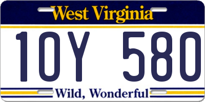 WV license plate 1OY580