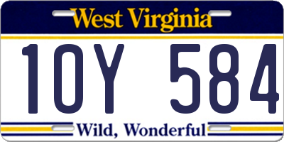 WV license plate 1OY584
