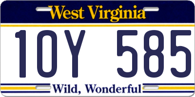WV license plate 1OY585