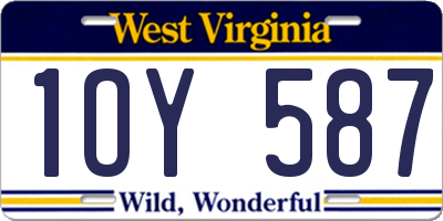 WV license plate 1OY587