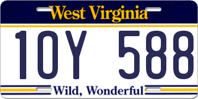 WV license plate 1OY588