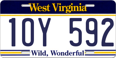 WV license plate 1OY592