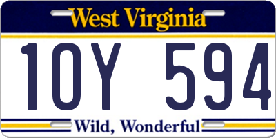 WV license plate 1OY594