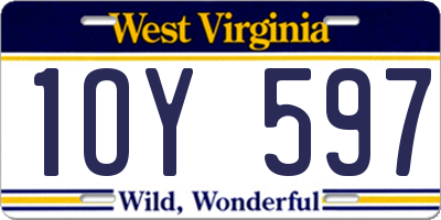 WV license plate 1OY597