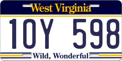 WV license plate 1OY598
