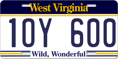 WV license plate 1OY600