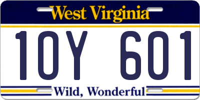 WV license plate 1OY601