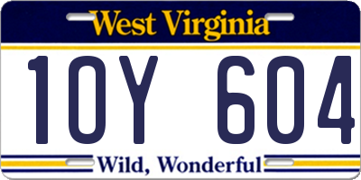 WV license plate 1OY604