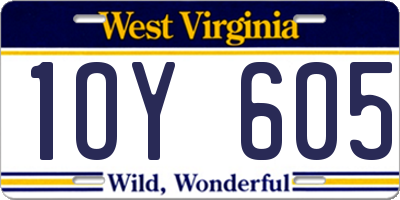 WV license plate 1OY605