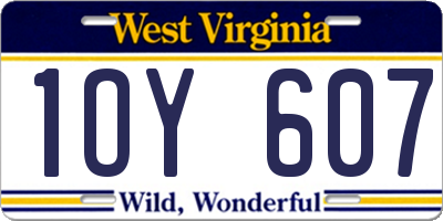 WV license plate 1OY607