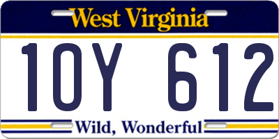 WV license plate 1OY612