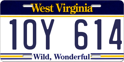 WV license plate 1OY614