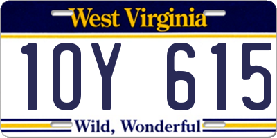 WV license plate 1OY615