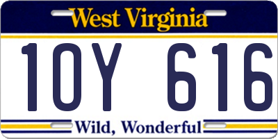 WV license plate 1OY616