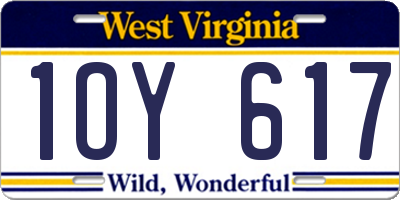 WV license plate 1OY617