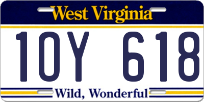 WV license plate 1OY618