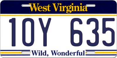 WV license plate 1OY635