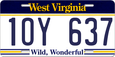 WV license plate 1OY637