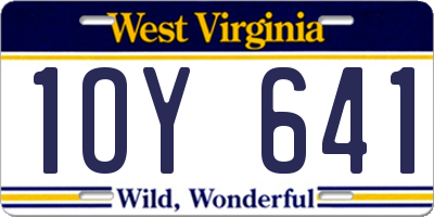 WV license plate 1OY641