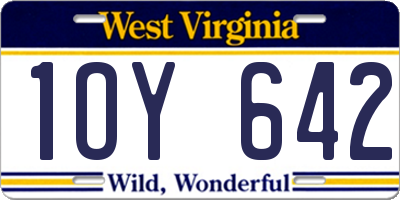 WV license plate 1OY642