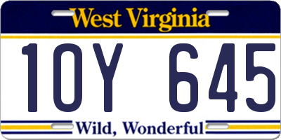 WV license plate 1OY645