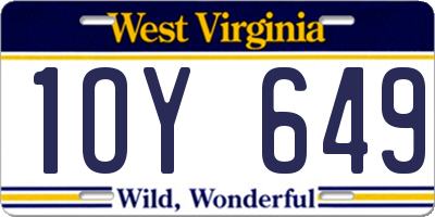WV license plate 1OY649