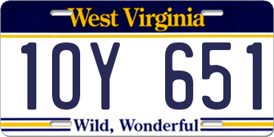 WV license plate 1OY651