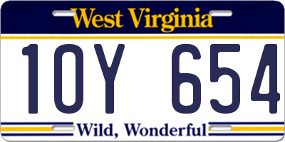 WV license plate 1OY654