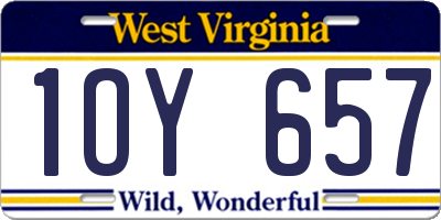 WV license plate 1OY657