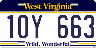 WV license plate 1OY663