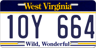 WV license plate 1OY664