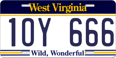 WV license plate 1OY666