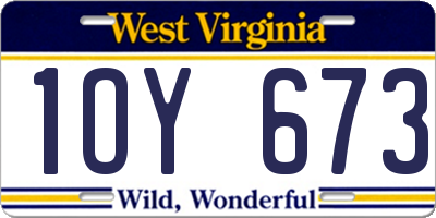 WV license plate 1OY673