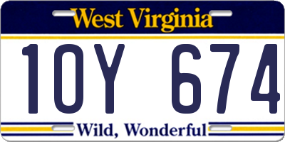 WV license plate 1OY674