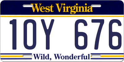WV license plate 1OY676