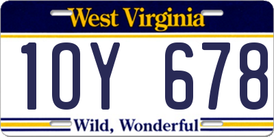 WV license plate 1OY678