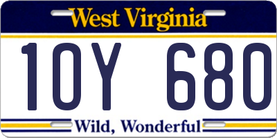 WV license plate 1OY680
