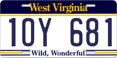WV license plate 1OY681
