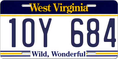 WV license plate 1OY684