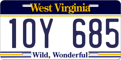 WV license plate 1OY685