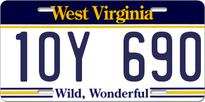 WV license plate 1OY690