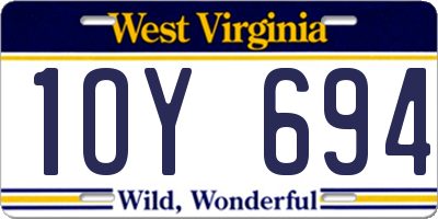 WV license plate 1OY694