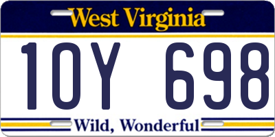 WV license plate 1OY698