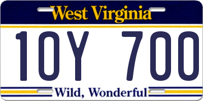 WV license plate 1OY700