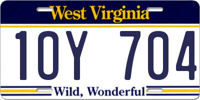 WV license plate 1OY704