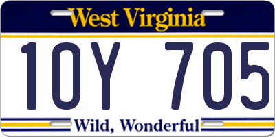 WV license plate 1OY705