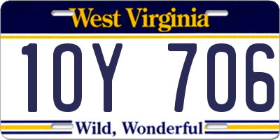 WV license plate 1OY706